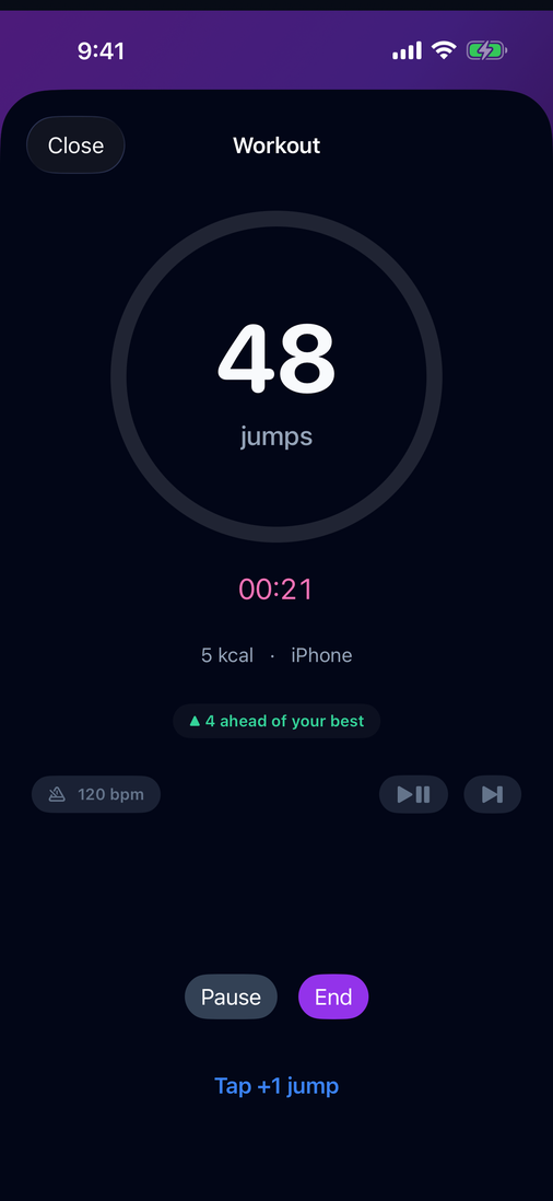 Bouncer live jump-counting screen